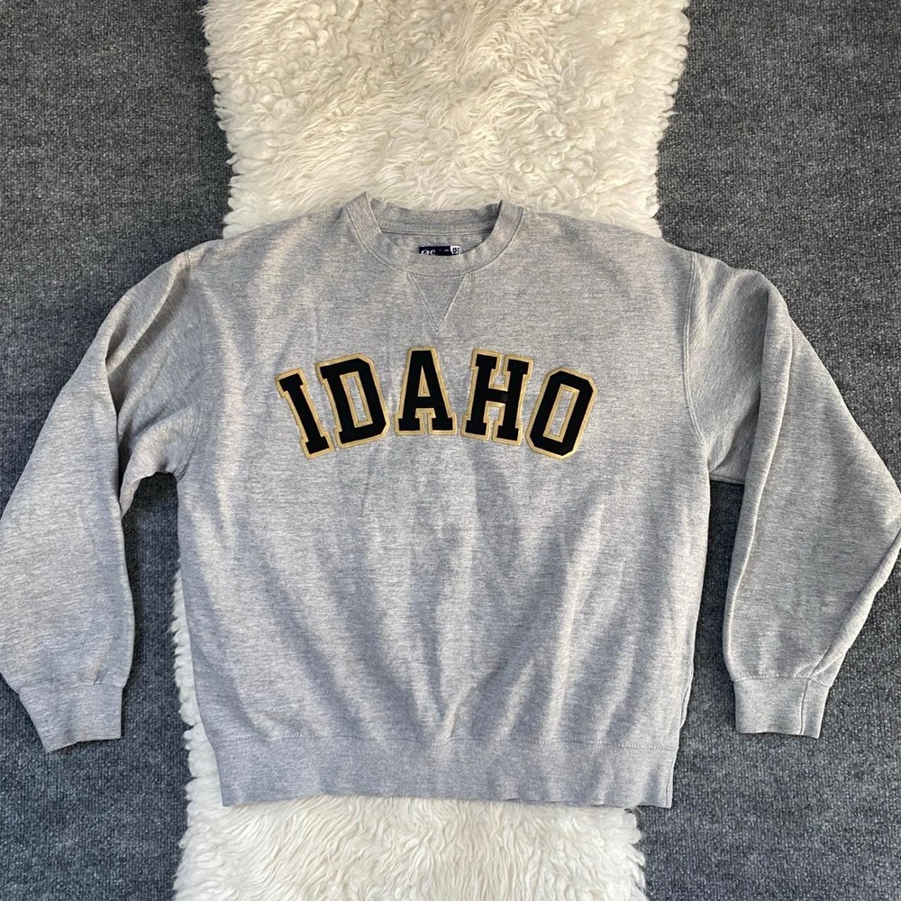 GRAY IDAHO EMBROIDERED CREWNECK PULLOVER SWEATSHIRT COLLEGE COZY ACTIVEWEAR